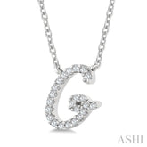1/10 Ctw Initial 'G' Round cut Diamond Pendant With Chain in 10K White Gold